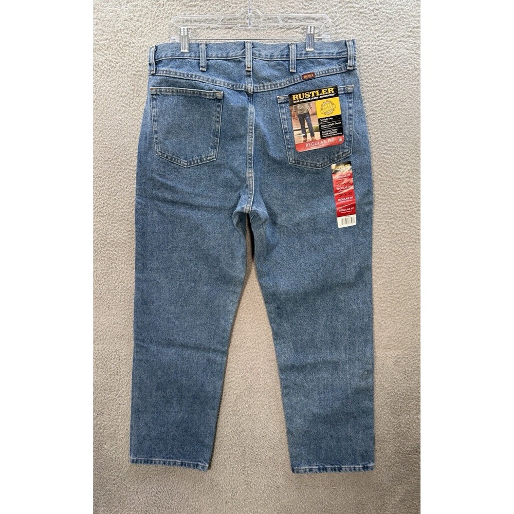 Rustler Jeans Mens 38x30 Blue Regular Fit Straight Leg Workwear Western NEW